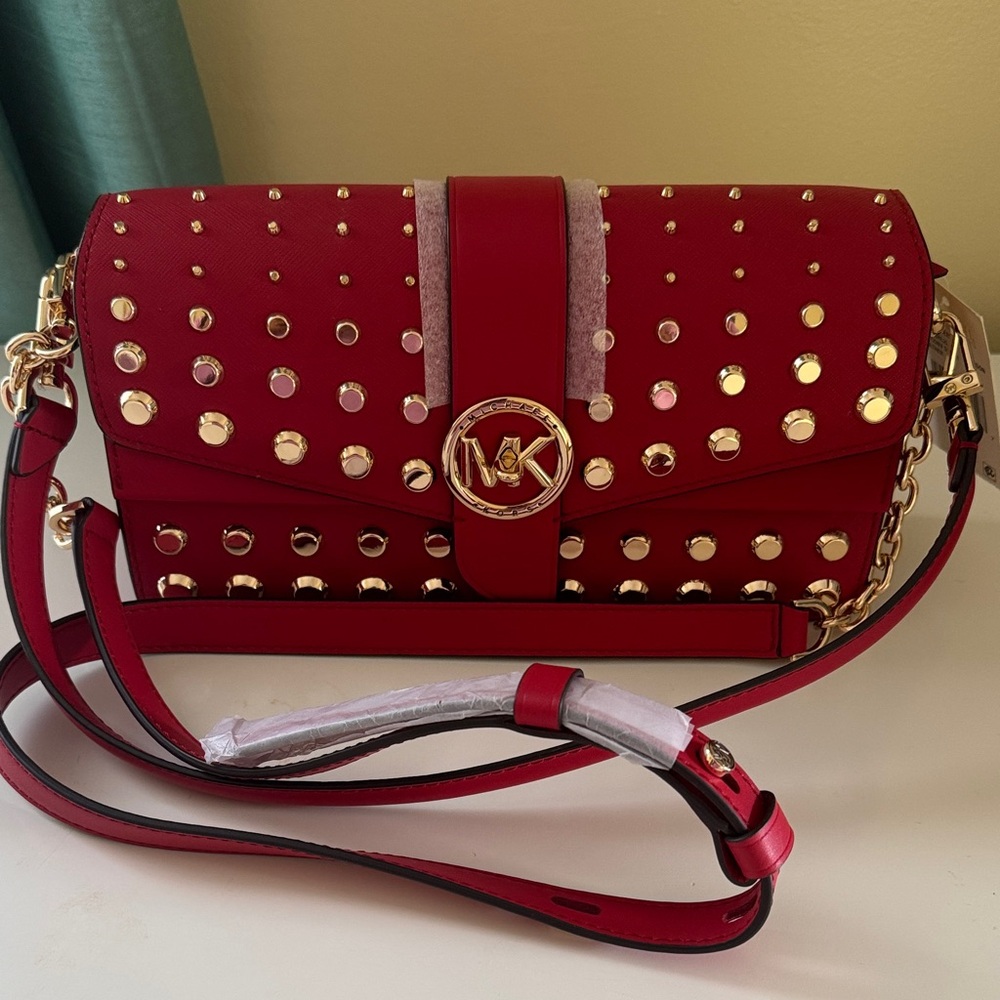 MICHAEL Michael Kors Red Crossbody Bag with Gold Accents